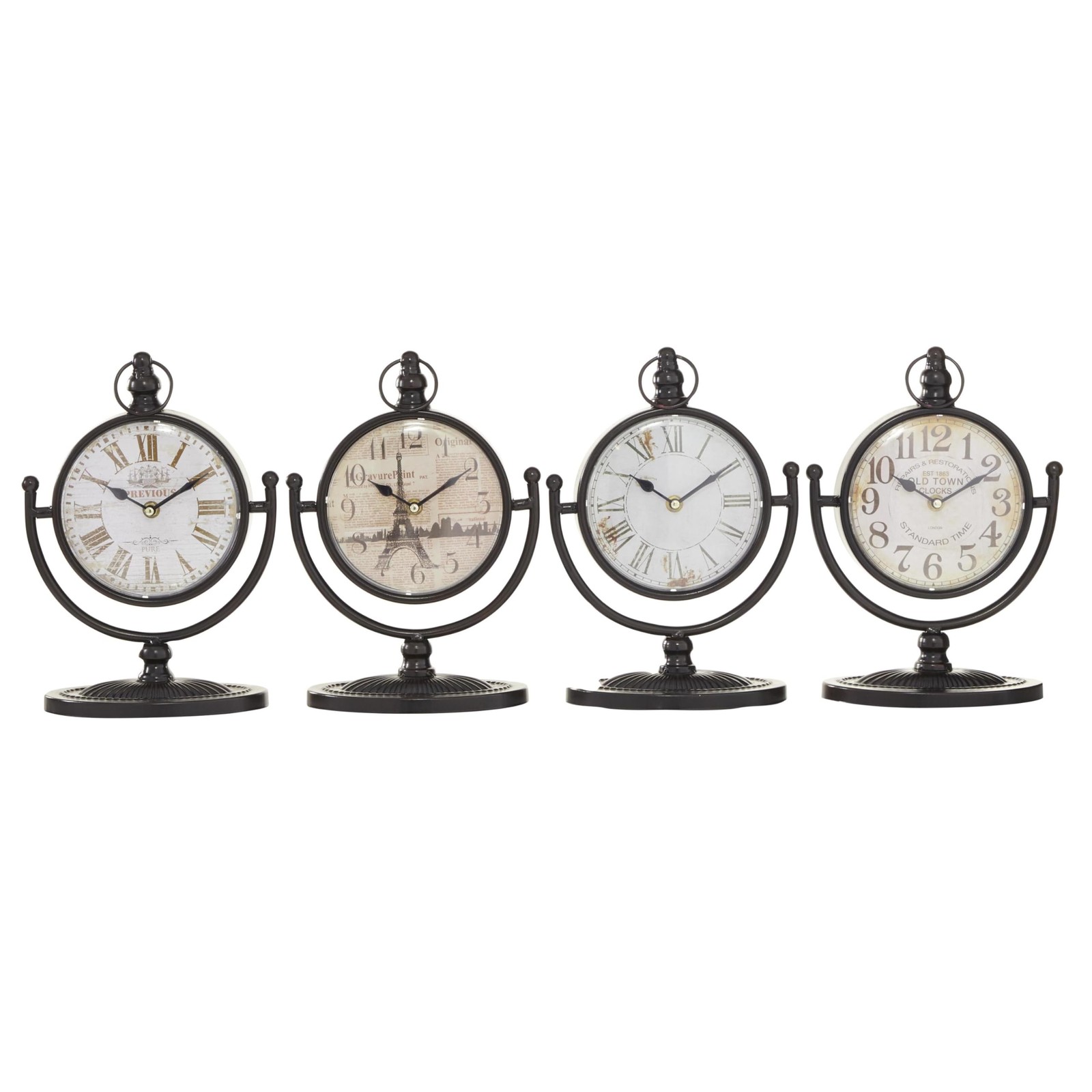 Deco 79 Metal Clock with Swing Stand, Set of 4 12"H, 8"W, Bl