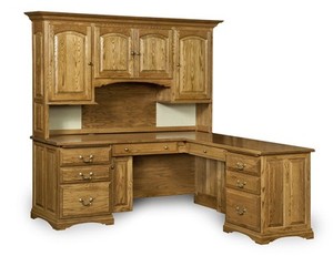 Amish Corner Computer Desk Hutch Home Office Solid Wood Furniture