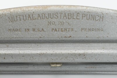 Mutual Adjustable 3 Hole Punch No.20 Made in USA