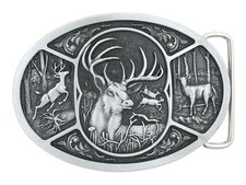 Western Buck Deer Hunter Hunting Metal Belt Buckle