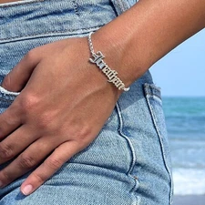 Personalized Name Bracelet - 925 Sterling Silver - Old English Font-ONecklace ®