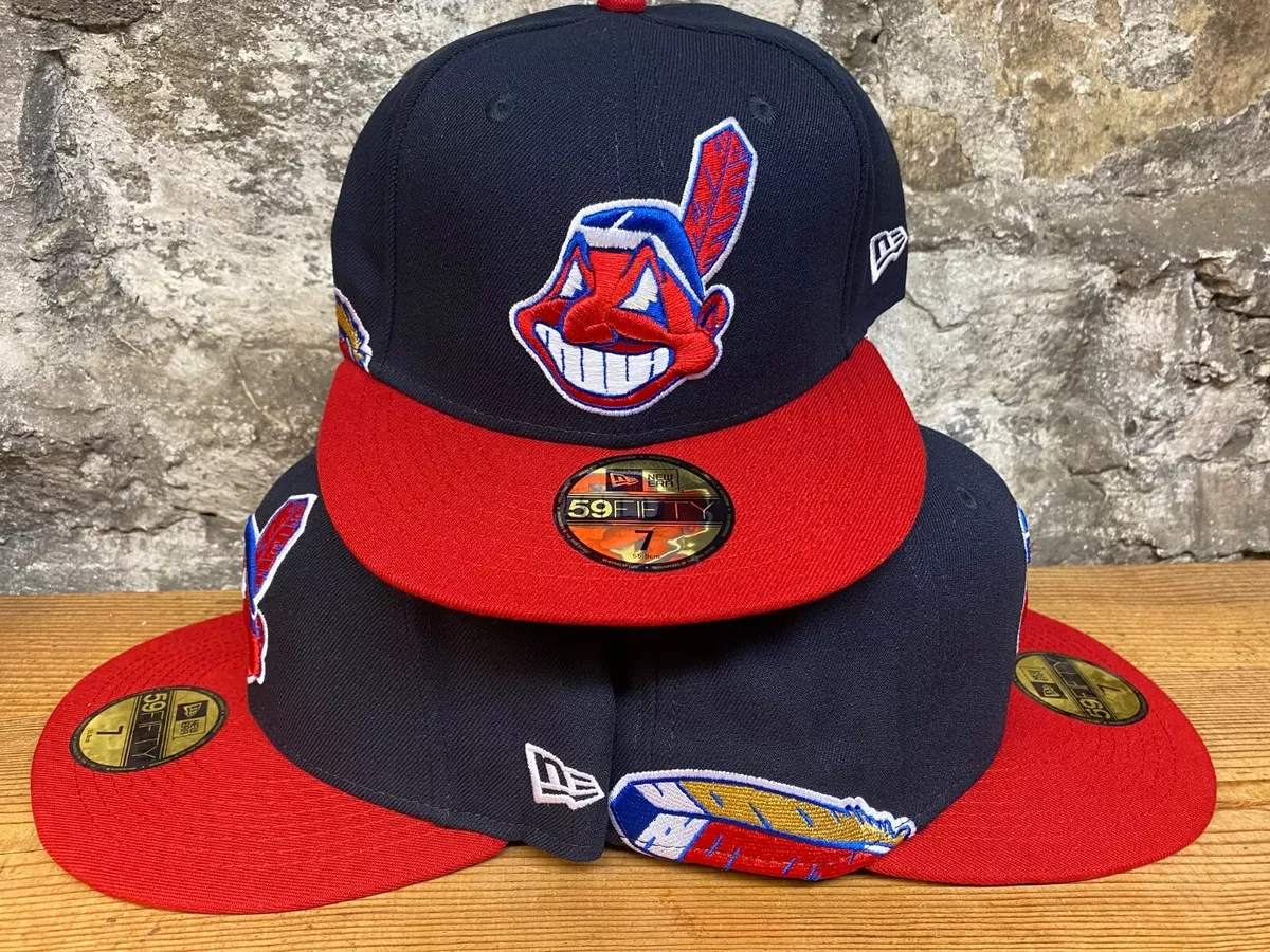 Cleveland Indians Wahoo New Era Fitted Club 59Fifty Feather Hat ...