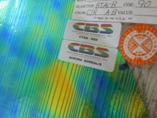 Dichroic Glass:CBS 90COE Cyan/Red Aurora Borealis on Thin Accordion Black- 3" Sq