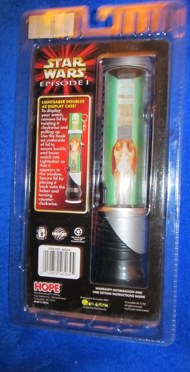 Star Wars Episode 1 Jar Jar Binks Collector Watch W/ Lightsaber