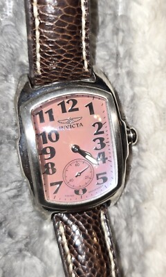 Invicta Lupah Watch Women 28mm Silver Tone Pink Dial Leather  display picture 1