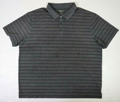 Haggar Clothing Polo shirt XL extra large Gray Stripes 100% Polyester