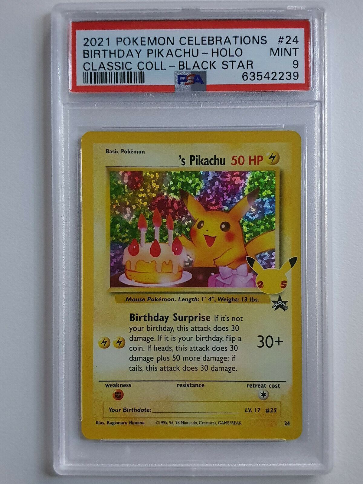  Pokémon Celebrations Pikachu, 25th Anniversary Full Art Rare  Holo + Surprise Card! : Toys & Games