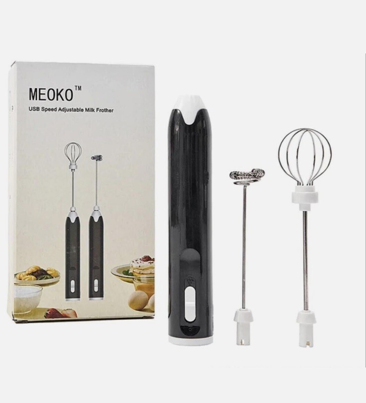 Milk Frother Handheld Double Whisk Foam Coffee Maker USB Rechargeable Electric-image