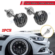 2PC Universal Carbon Fiber Alloy Push Button Hood Bumper Latch Quick Release Set