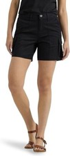 Lee Women's Ultra Lux Comfort with Flex-to-go Cargo Shorts Union-All Black 10