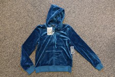 Juicy Couture Black Label Velour Robertson Jacket Hoodie LARGE - Eloquent Petrol