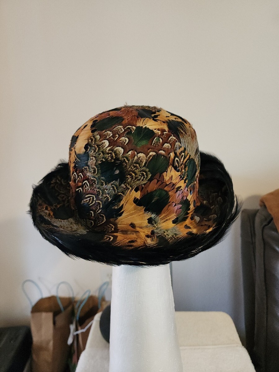 Vintage Union Made Hat Multicolor Feathers W/ Feathered Brim  display picture 1
