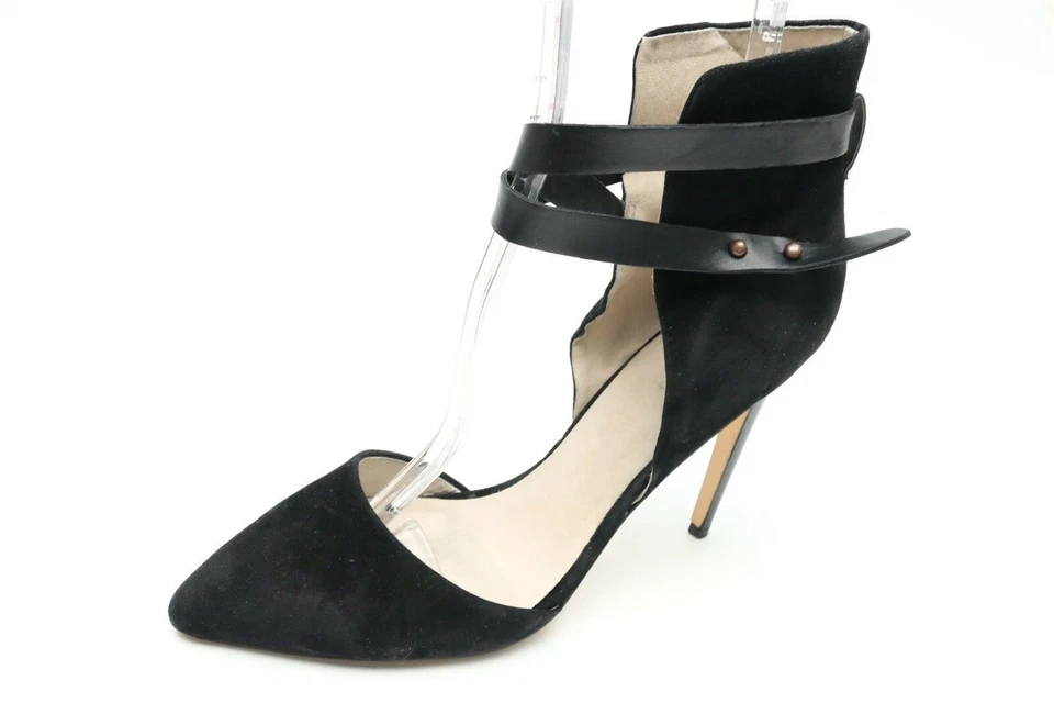 Женские черные замшевые кожаные сандалии Joe's с заостренным носком и ремешком на лодыжке на каблуках размер 10 - Изображение 2 из 4