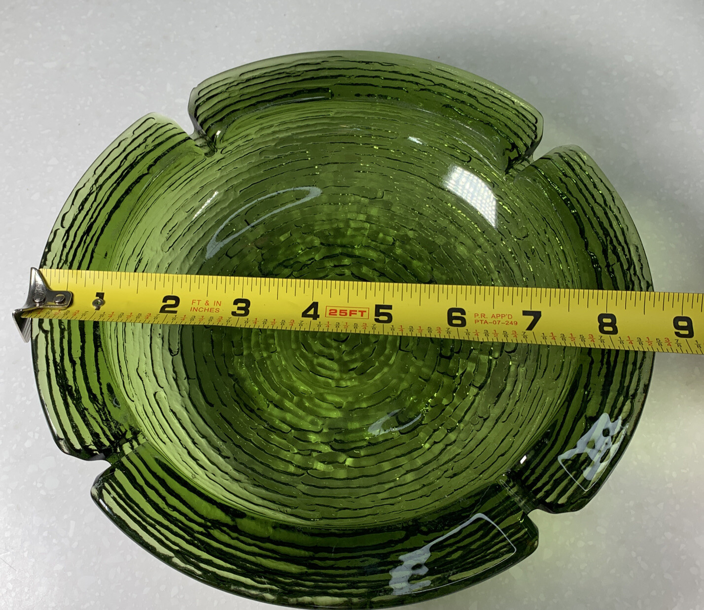 glass-ashtray-anchor-hocking-vintage-soreno-green-ripple-birds-nest