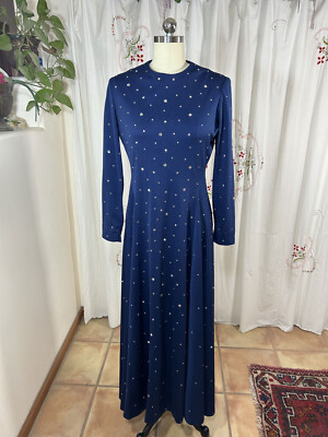 vtg 70s Feliz Arbeo Carrie Couture Maxi Dress Midnight Blue Rhinestone Gown M/L | eBay vtg 70s Feliz Arbeo Carrie Couture Maxi Dress Midnight Blue Rhinestone Gown M/L | eBay
