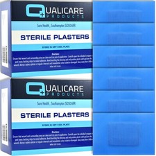 100 x LARGE BLUE WATERPROOF PLASTERS 7.2 x 5cm Catering Kitchen Food First Aid