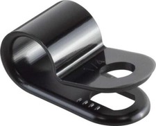 Image of 100 Pack of Black Nylon P-Clips, 6.3mm (1/4 ) Diameter, Plastic Cable Clips