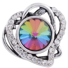 Snap Jewelry Rhinestone Heart Rainbow Love fits 18-20mm Fits Ginger Charms