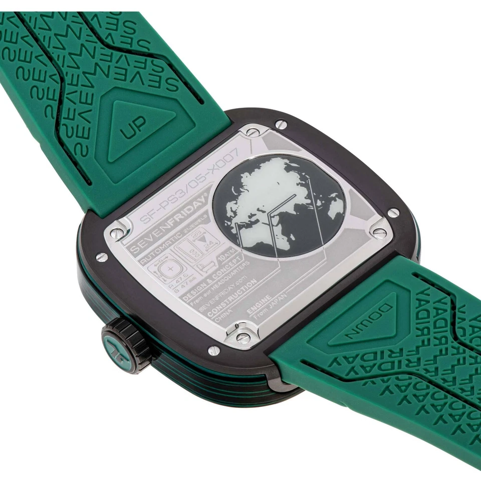 SevenFriday Reloj Hombre Serie PS CCG Automático Verde Correa Silicona PS3-05 Foto 3 de 3