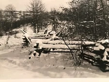 Snowy Wooden Fence 8 X 10 photo silver gelatin circa 1955 Brown County Indiana