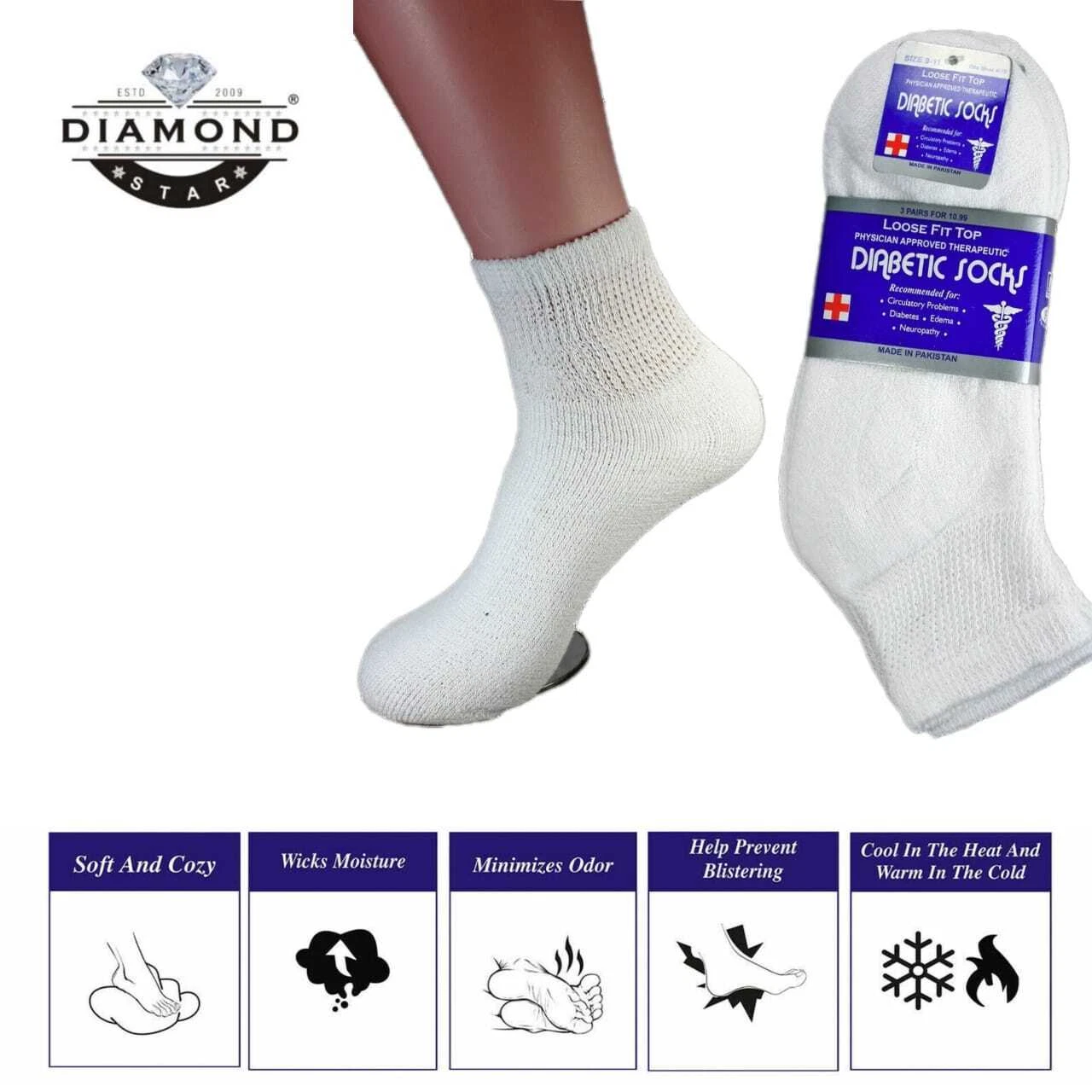 12 Pairs Diabetic Ankle Quarter Crew Socks Health Cotton Circulatory Men's Women
Opens in a new wind
