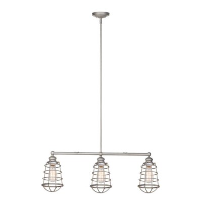 Ajax 3-Light Galvanized Indoor Industrial Pendant Hanging Light by Design House