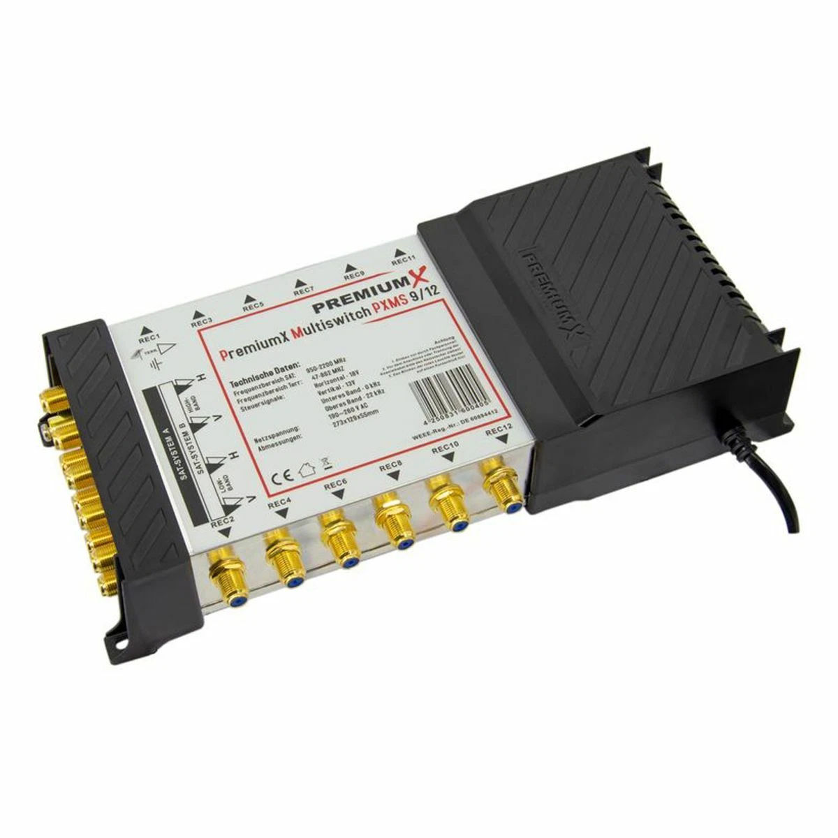 PremiumX Multi Interruptor 9/12 Multiswitch Distribuidor Satélite 12 SAT TV Receptor