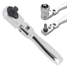 2-in-1 Quick Release Flex Head Ratchet 1/4 Drive 72 Tooth Tight Spaces