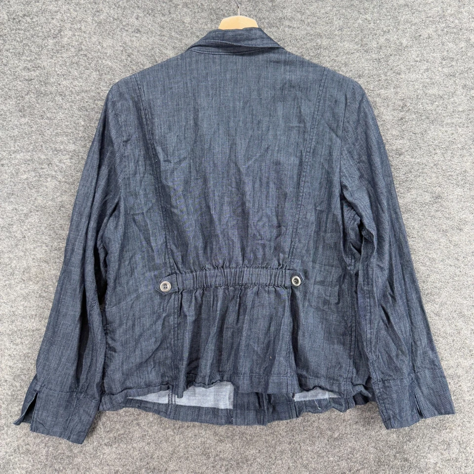 Christopher & Banks Jacket Women PL Petite Blue Denim Dark Wash Button Collared - Image 2 of 4