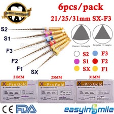 6Pcs Dental Endodontic Files X-Pro Gold Taper NITI Rotary Files 21/25/31mm SX-F3