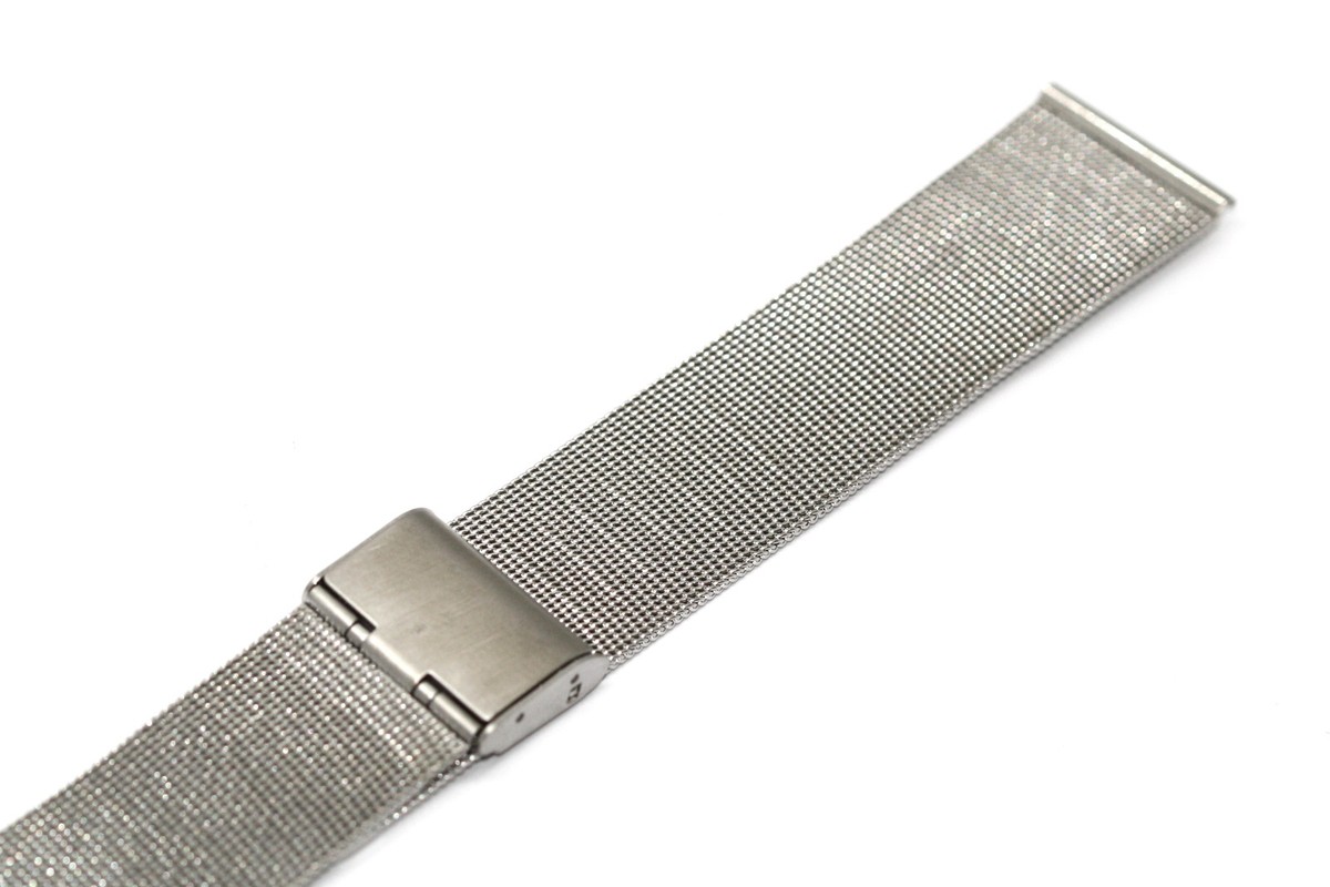 22MM SILVER STAINLESS STEEL MESH METAL BUCKLE WATCH BAND
