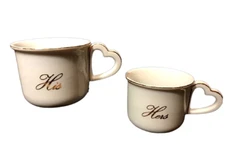 His & Hers Heart Handle Mugs Japan Toscany Collection Wedding Love Anniversary