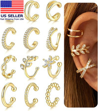 Ear Cuffs Non Piercing 14K Gold Plated Clip on Cartilage Earring for Women - Adj
