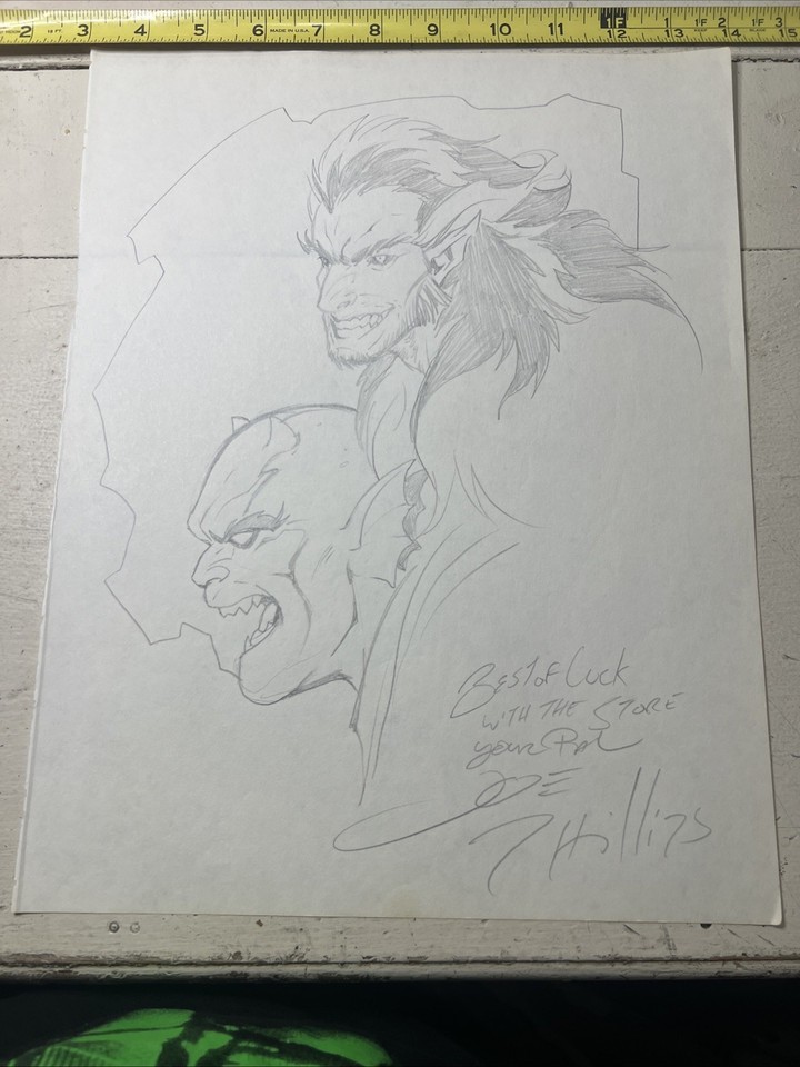 Hand Drawn Sketch Autographed And Remarked By Joe Phillips Wolverine? Comic Art