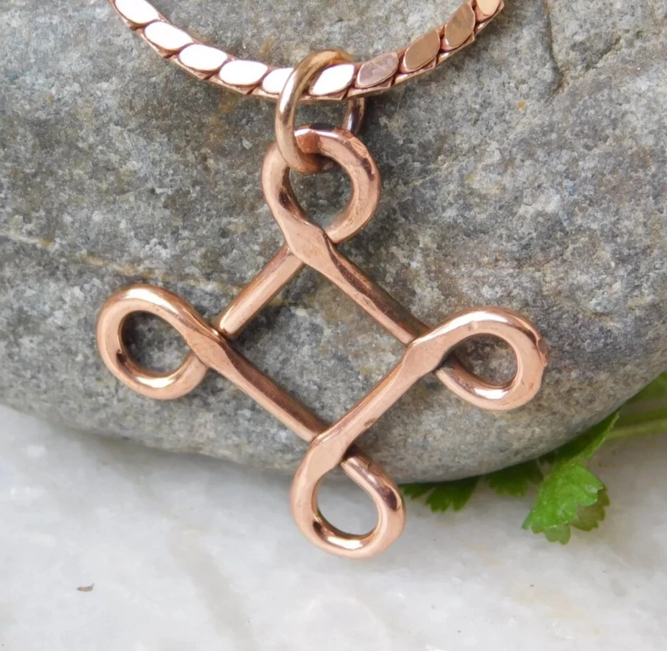 Medallón colgante de nudo celta curativo de cobre puro de 1 pieza, joyería,... - Imagen 2 de 4