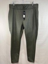 Fashion Nova Liliana Olive Green Faux Leather Leggings 2X NWT