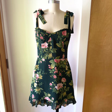 Reformation Christine Mini dress-"Belvedere" Print-Dark Green Floral Print-Sz 10