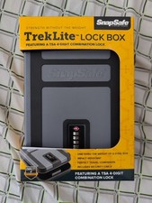 SnapSafe TrekLite Lock Box X-Large 10" x 7" x 2" TSA Combination Lock Black Gray