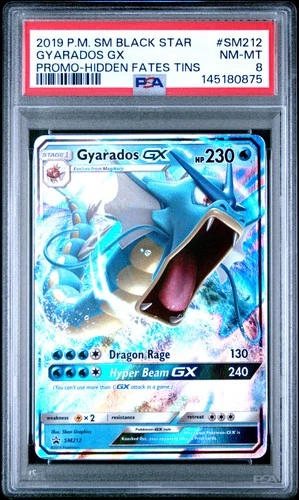 2019 POKEMON SM BLACK STAR PROMO HIDDEN FATES TINS #SM212 GYARADOS GX PSA 8