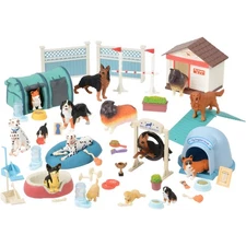 CP Toys Kids 51-Piece Dog Academy Playset with Plastic Toy Dog Figurines, Pre
