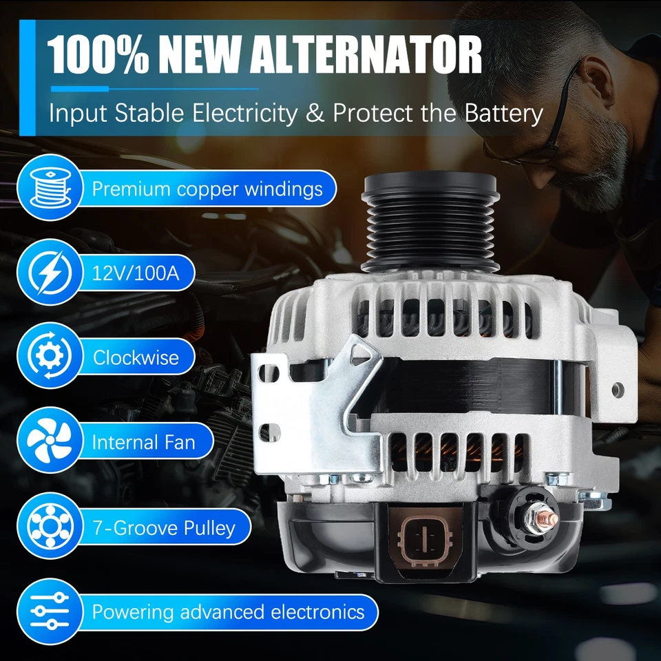 Genuine Alternator For 2006 2007 2008 Toyota RAV4 2.4L 100Amp 10-Year Warranty Foto 2 de 4