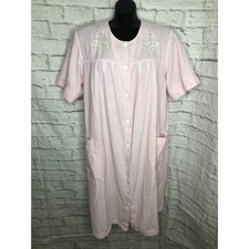 MISS ELAINE NIGHTGOWN pink womens L seersucker