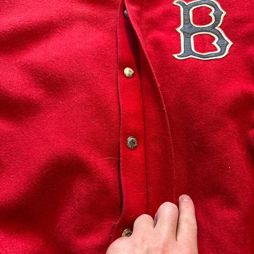 Men's Vintage Boston Red Sox Jeff Hamilton Quilted Wool Bomber Varsity Jacket L - Picture 6 of 8
