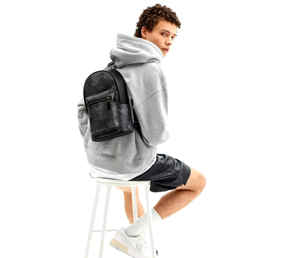 Bolso Bandolera Coach CW312 Unisex West Pack Cuero Nuevo con Etiquetas en Firma Gris Camuflaje Foto 3 de 4