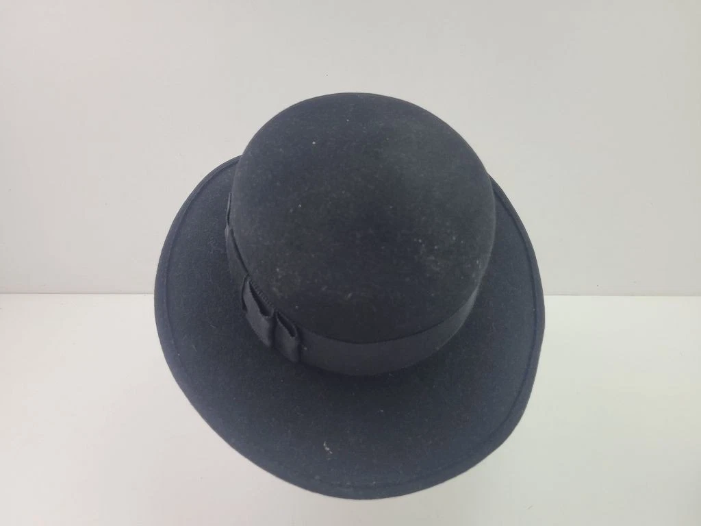 2 Hüte Damen Filz schwarz Pelz braun Gr. 57 Vintage alt #255295