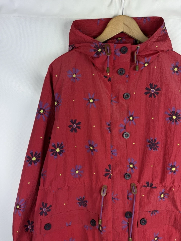 Chaqueta Abrigo Gudrun Sjoden Damas Lagenlook Patrón Floral Con Capucha Nylon Talla M Foto 4 de 4