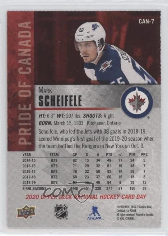 2020 Upper Deck National Hockey Card Day Canada Perforated Mark Scheifele #CAN-7 - Image 2 of 2