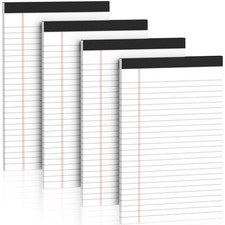 Nichela 5" x 8" Note Pads 4 Pack of Legal 21lb Notepad 5x8 Inch, White