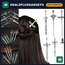 6PCS Gothic Sword Hair Pins Set, Metal Sticks for Bun Updo, Fantasy Hair Accesso