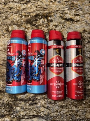 Old Spice Spray Bundle 4 Pack Swagger Cedarwood + Tengard Ocean Body Spray